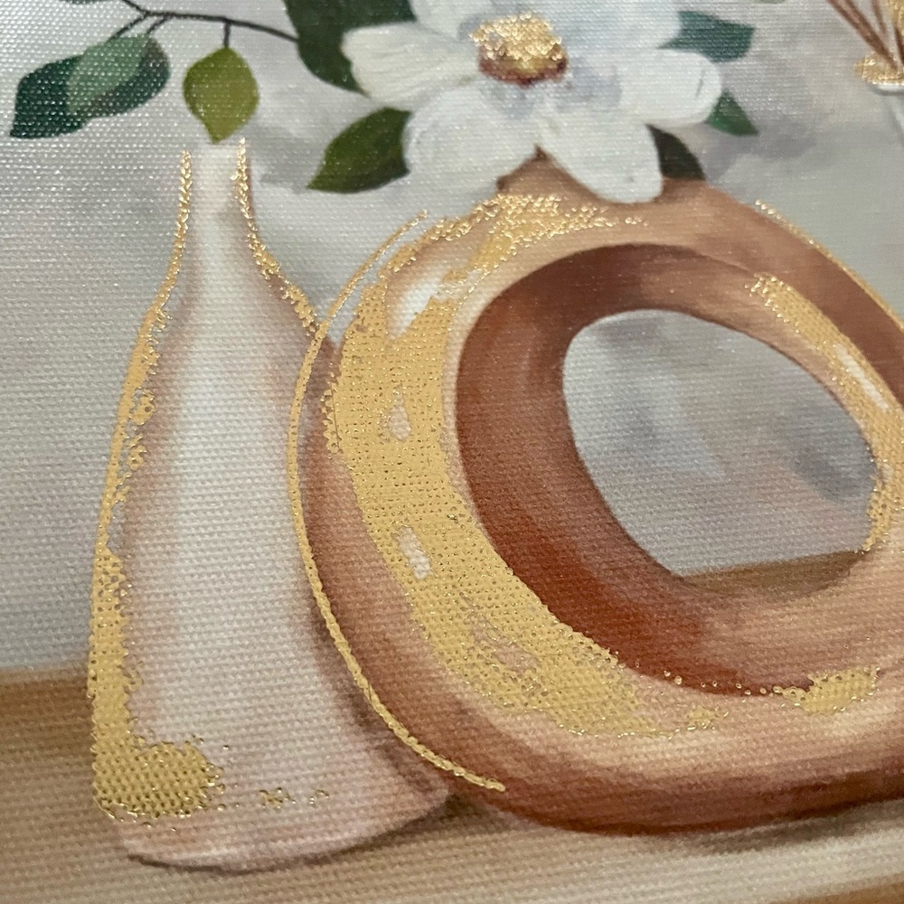 Metallic Gold Daisy & Wheat Canvas Wall Decor - Picture 6 of 8